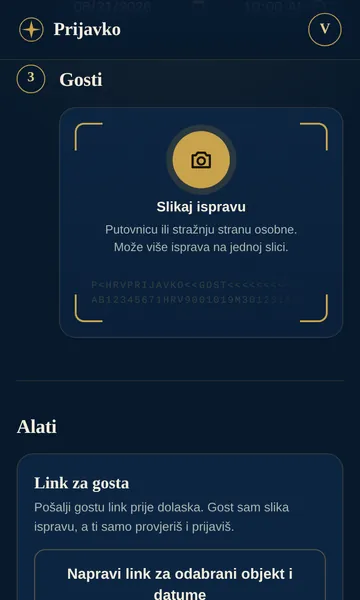 Prijavko: gumb za slikanje putovnice ili osobne iskaznice